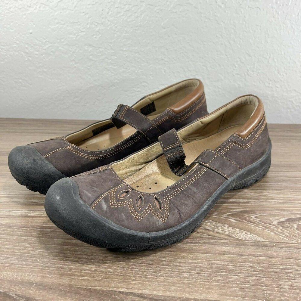 Keen Leather Mary Jane Casual Shoes Sz 9 Women’s Brown Slip On